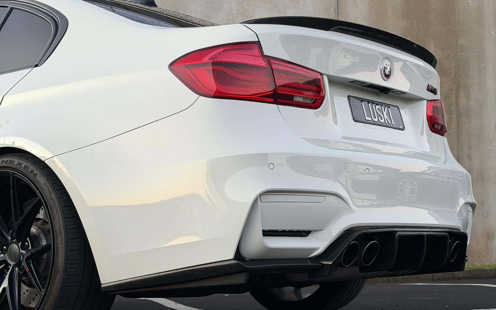 2015 BMW M3 F80 rear diffuser and quad exhaust detail